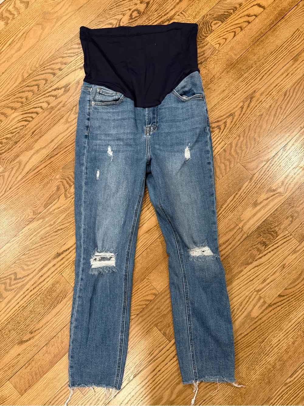 Pinkblush Maternity Straight Leg Jeans with Navy Panel